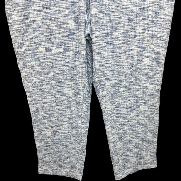 Susan Graver Ribbed Lounge Pants 3X Blue White Stretch Drawstring Knit - Picture 5 of 9